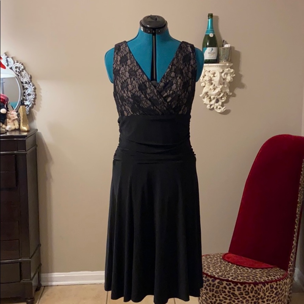 Chaps short black sleeveless dress size Large